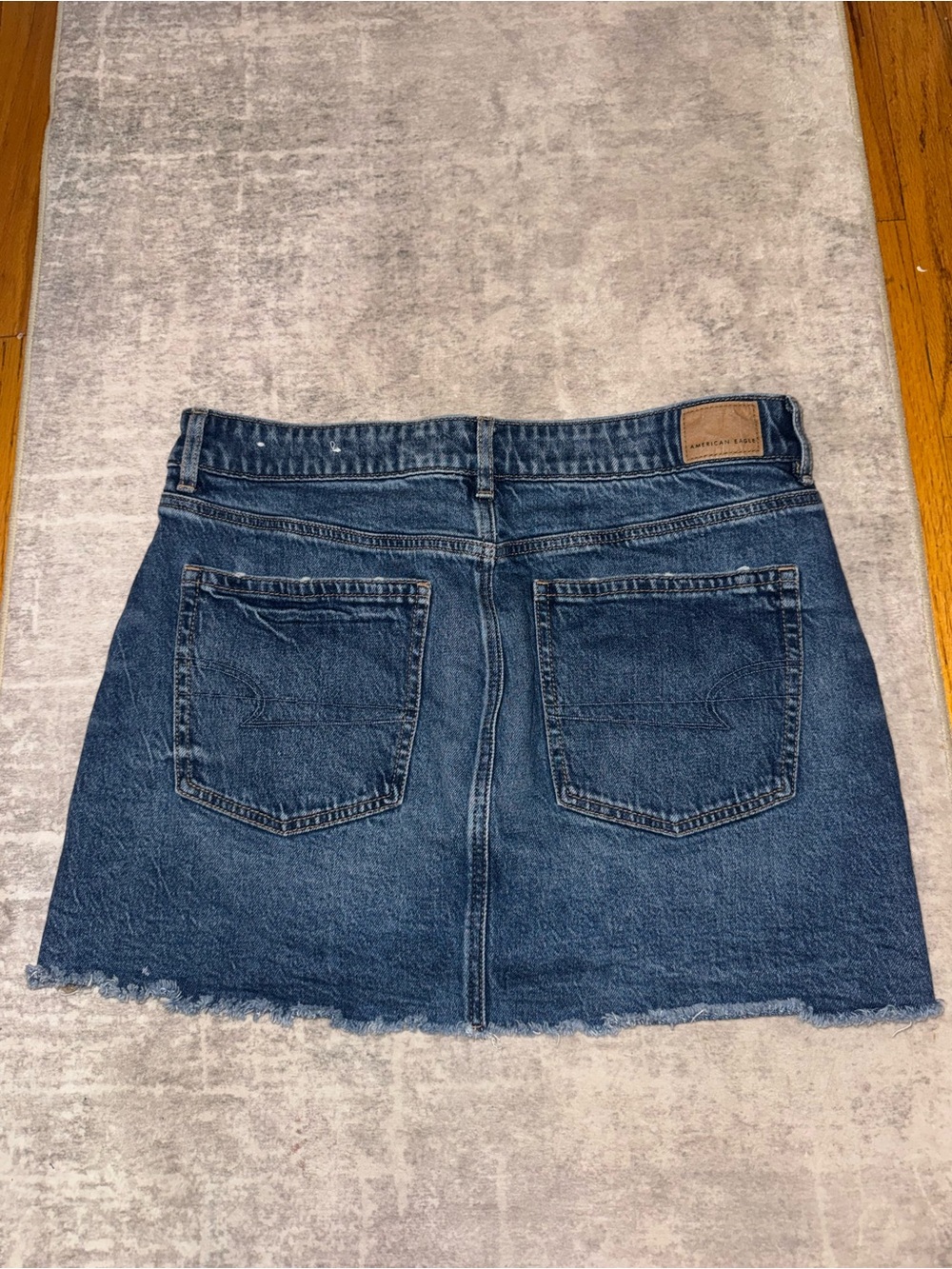 American Eagle Outfitters Indigo Denim Mini Skirt with Frayed Hem - Picture 3 of 3
